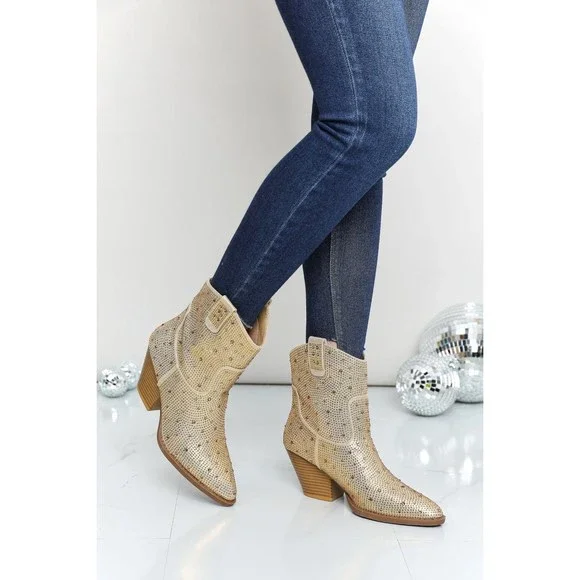 Forever Link Glitter Pointed Toe Booties in Gold - Picture 1 of 7